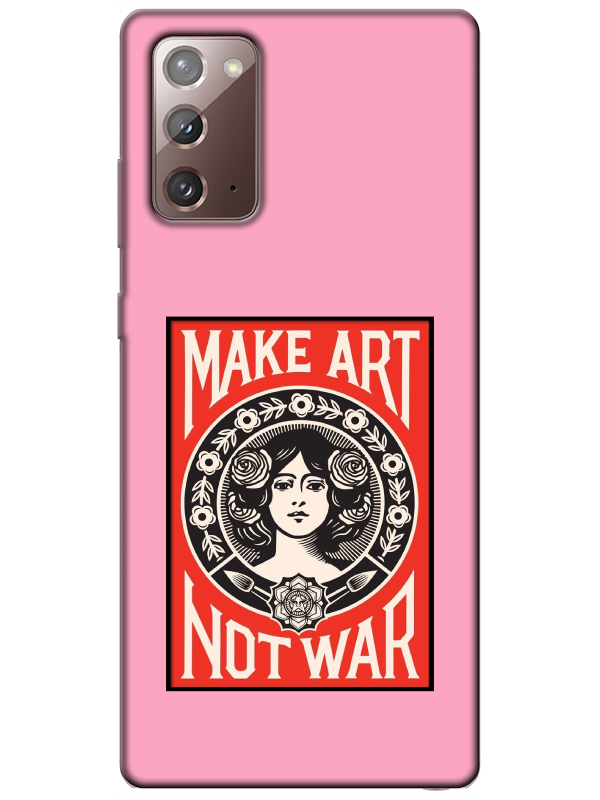 Samsung%20Note%2020%20Make%20Art%20Not%20War%20Pembe%20Telefon%20Kılıfı