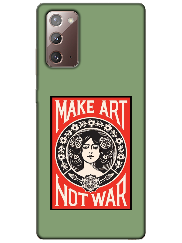 Samsung%20Note%2020%20Make%20Art%20Not%20War%20Yeşil%20Telefon%20Kılıfı