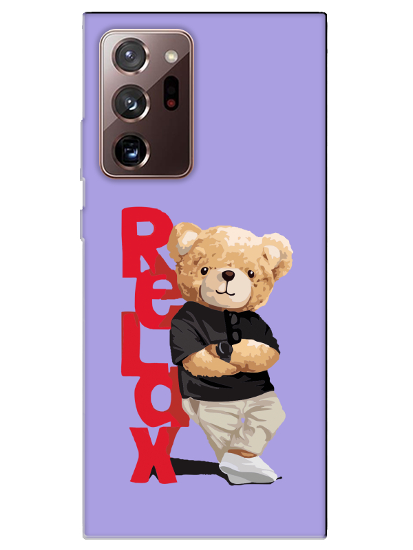 Samsung%20Note%2020%20Ultra%20Teddy%20Bear%20Relax%20Lila%20Telefon%20Kılıfı