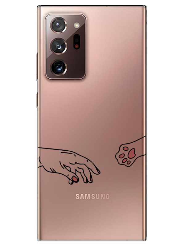 Samsung%20Note%2020%20Ultra%20Hand%20And%20Paw%20Şeffaf%20Telefon%20Kılıfı