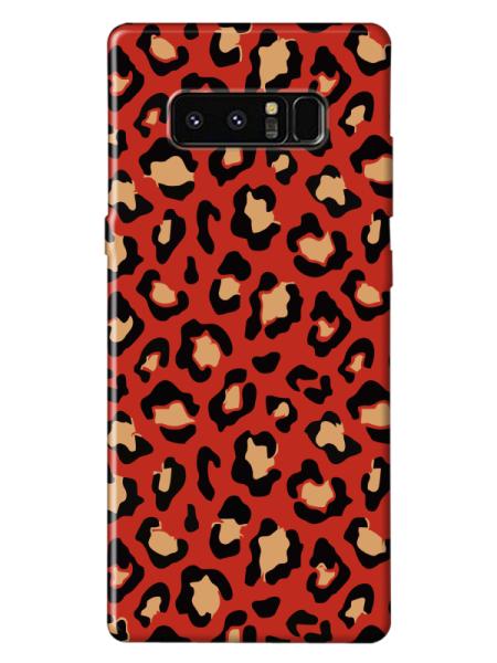 Samsung%20Note%208%20Leopar%20Desenli%20Kırmızı%20Telefon%20Kılıfı