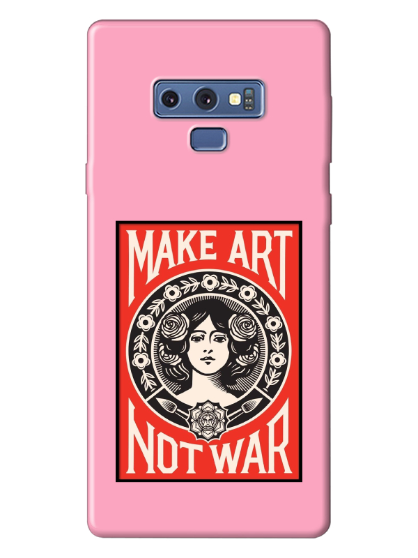 Samsung%20Note%209%20Make%20Art%20Not%20War%20Pembe%20Telefon%20Kılıfı