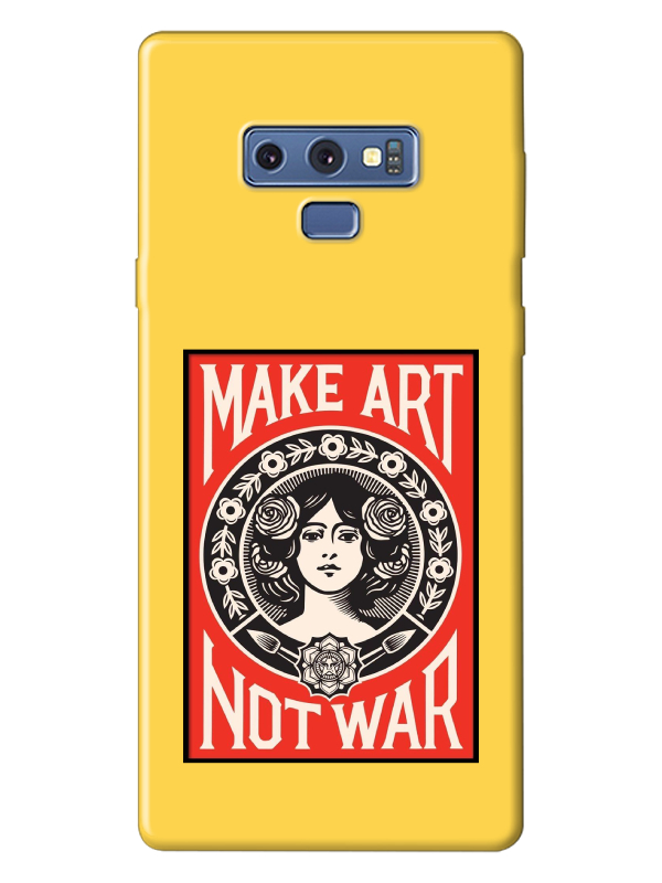 Samsung%20Note%209%20Make%20Art%20Not%20War%20Sarı%20Telefon%20Kılıfı