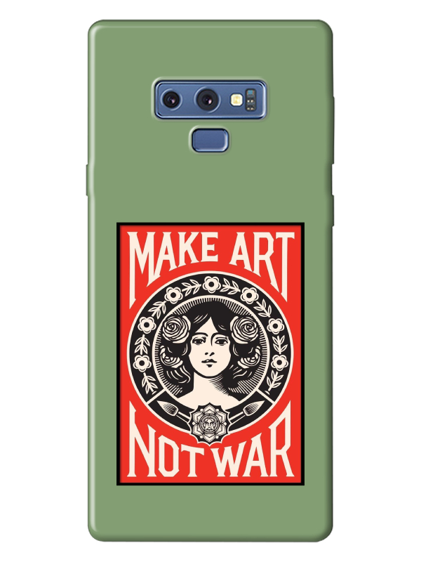 Samsung%20Note%209%20Make%20Art%20Not%20War%20Yeşil%20Telefon%20Kılıfı