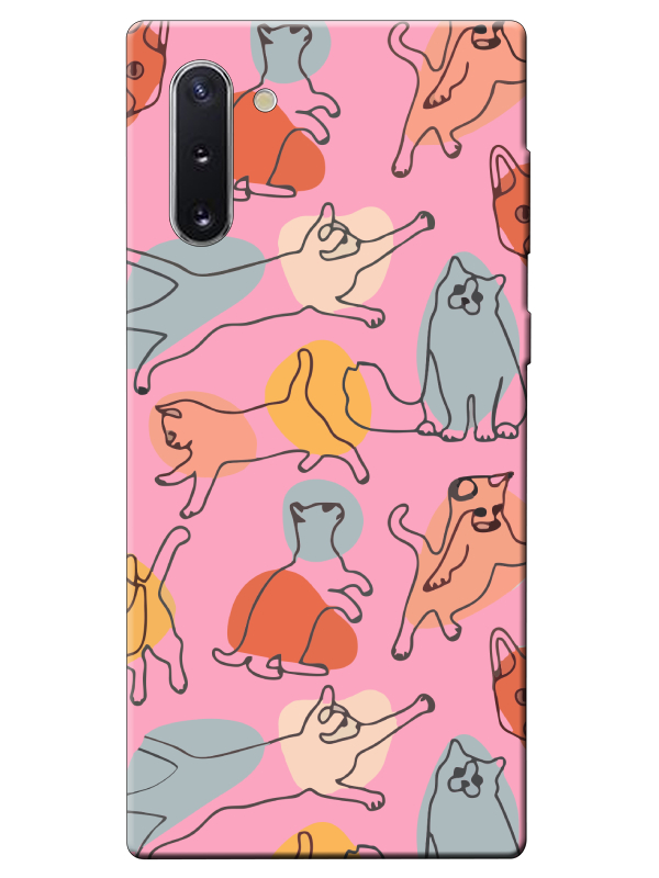 Samsung%20Note%2010%20Kedi%20Figürleri%20Pembe%20Telefon%20Kılıfı