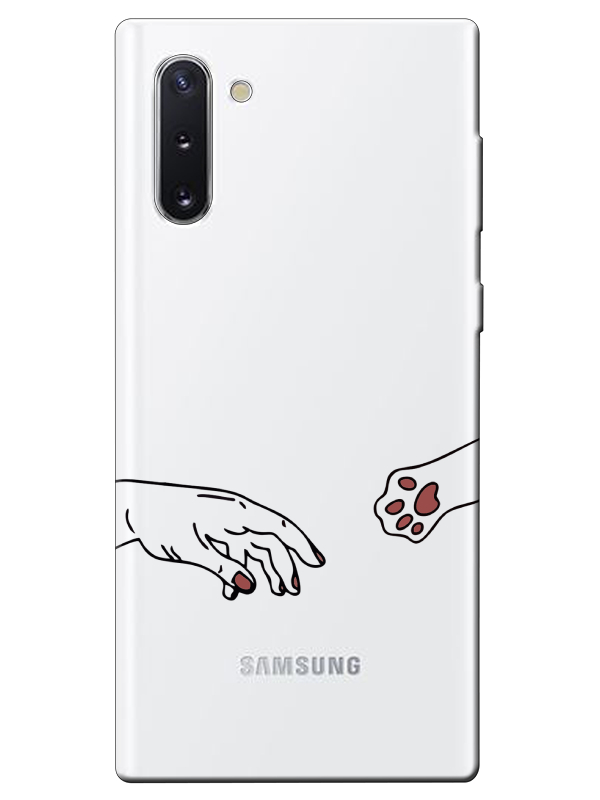 Samsung%20Note%2010%20Hand%20And%20Paw%20Şeffaf%20Telefon%20Kılıfı