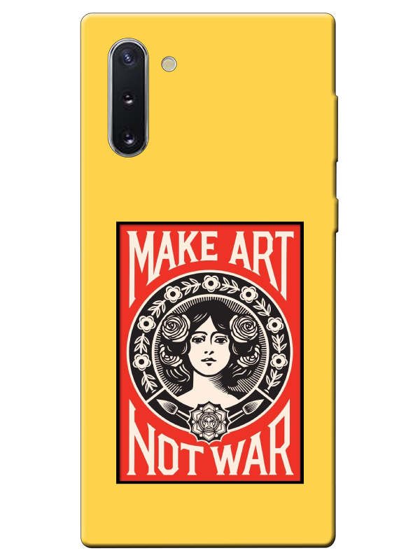 Samsung%20Note%2010%20Make%20Art%20Not%20War%20Sarı%20Telefon%20Kılıfı