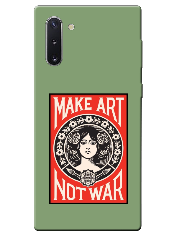 Samsung%20Note%2010%20Make%20Art%20Not%20War%20Yeşil%20Telefon%20Kılıfı