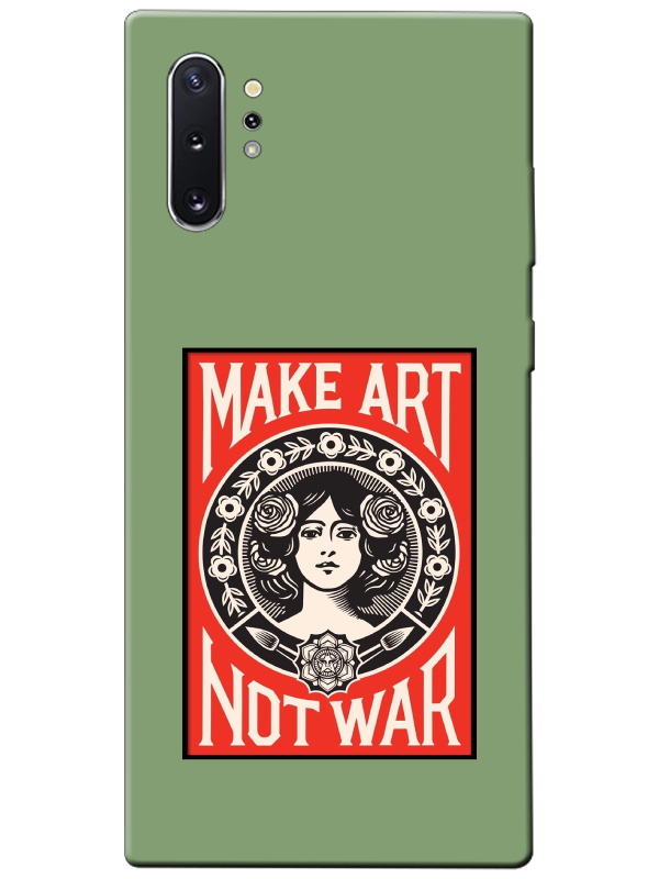 Samsung%20Note%2010%20Plus%20Make%20Art%20Not%20War%20Yeşil%20Telefon%20Kılıfı