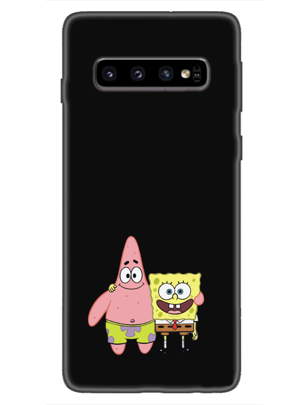 Samsung%20S10%20Sünger%20Bob%20Ve%20Patrickstar%20Siyah%20Telefon%20Kılıfı