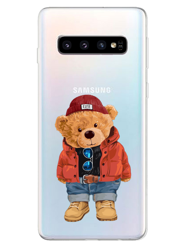 Samsung%20S10%20Teddy%20Bear%20Şeffaf%20Telefon%20Kılıfı