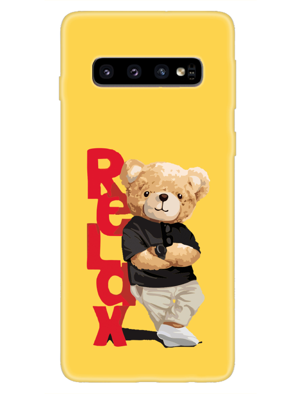 Samsung%20S10%20Teddy%20Bear%20Relax%20Sarı%20Telefon%20Kılıfı