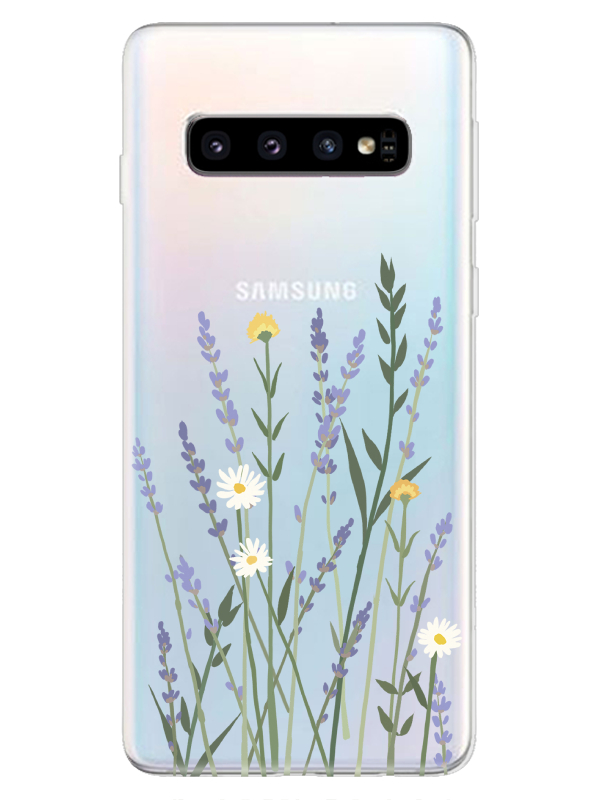 Samsung%20S10%20Lavanta%20Desenli%20Şeffaf%20Telefon%20Kılıfı