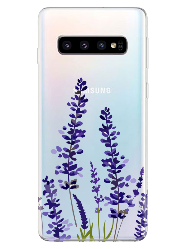 Samsung%20S10%20Lavanta%20Desenli%20Şeffaf%20Telefon%20Kılıfı