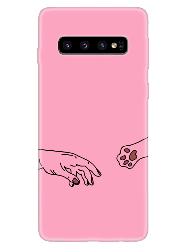 Samsung%20S10%20Hand%20And%20Paw%20Pembe%20Telefon%20Kılıfı