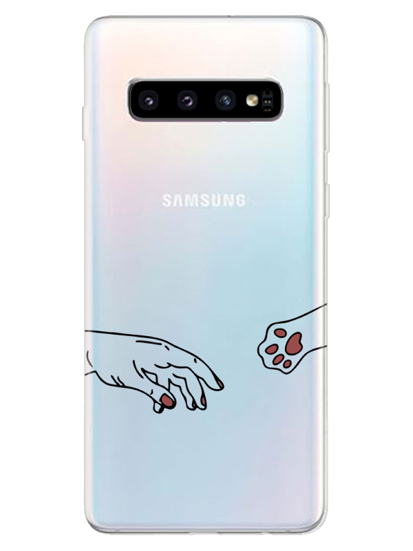 Samsung%20S10%20Hand%20And%20Paw%20Şeffaf%20Telefon%20Kılıfı