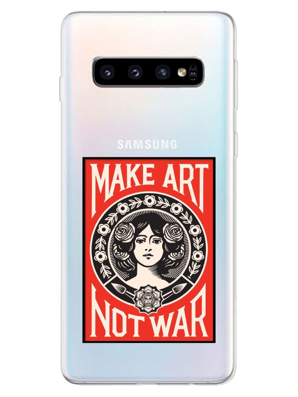 Samsung%20S10%20Make%20Art%20Not%20War%20Şeffaf%20Telefon%20Kılıfı