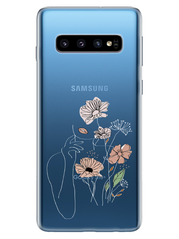 Samsung%20S10%20Plus%20Kadın%20Çiçek%20Şeffaf%20Telefon%20Kılıfı