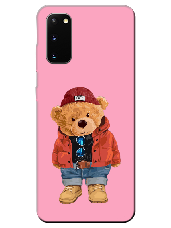 Samsung%20S20%20Teddy%20Bear%20Pembe%20Telefon%20Kılıfı