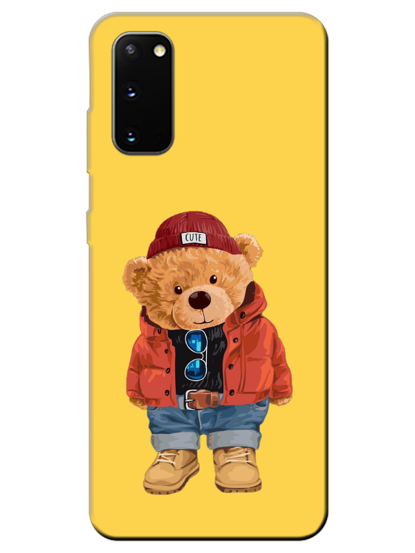 Samsung%20S20%20Teddy%20Bear%20Sarı%20Telefon%20Kılıfı