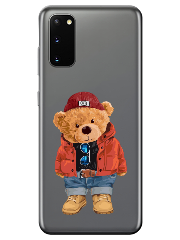 Samsung%20S20%20Teddy%20Bear%20Şeffaf%20Telefon%20Kılıfı