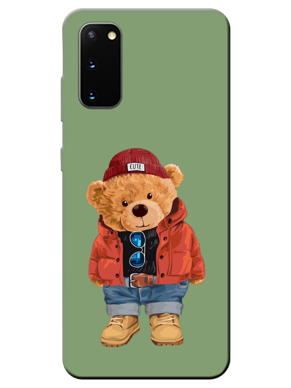 Samsung%20S20%20Teddy%20Bear%20Yeşil%20Telefon%20Kılıfı