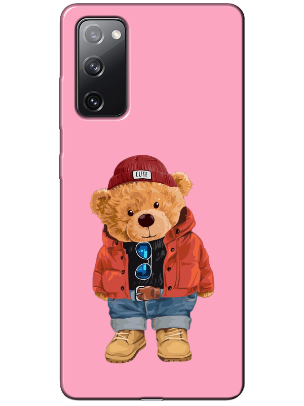 Samsung%20S20%20FE%20Teddy%20Bear%20Pembe%20Telefon%20Kılıfı