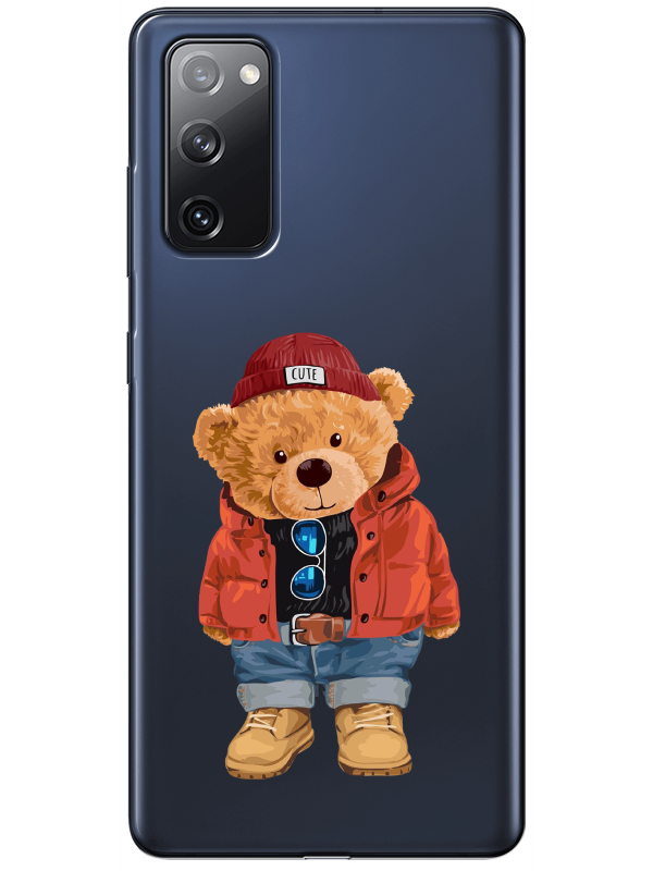 Samsung%20S20%20FE%20Teddy%20Bear%20Şeffaf%20Telefon%20Kılıfı