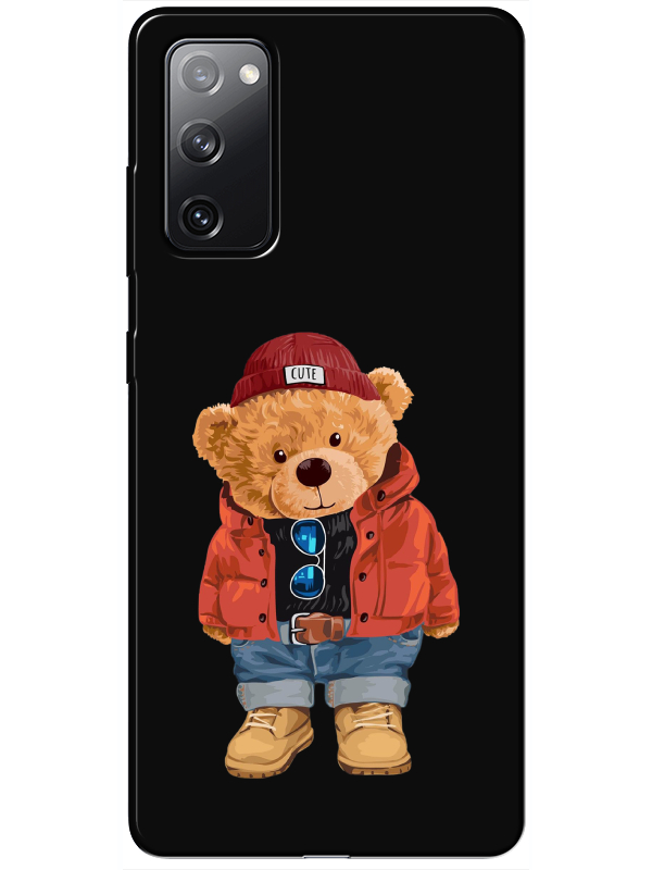 Samsung%20S20%20FE%20Teddy%20Bear%20Siyah%20Telefon%20Kılıfı