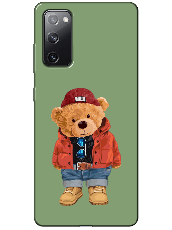 Samsung%20S20%20FE%20Teddy%20Bear%20Yeşil%20Telefon%20Kılıfı