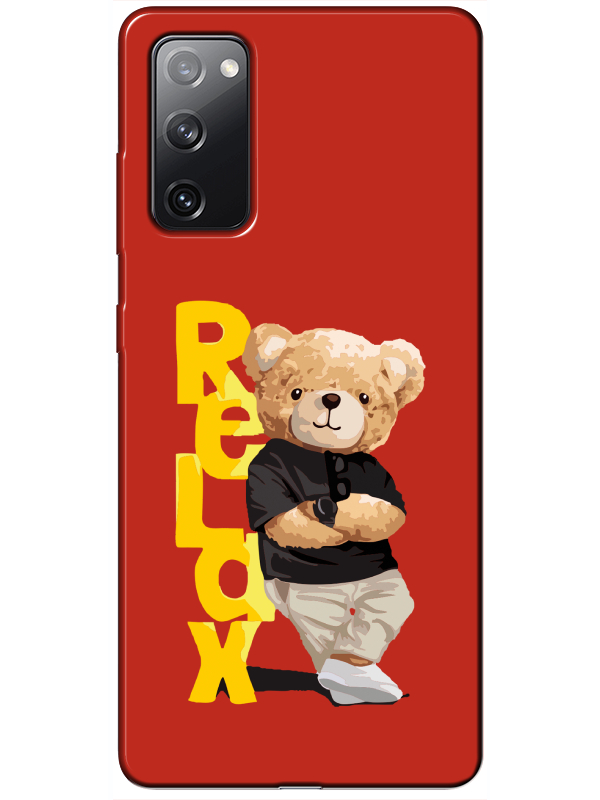 Samsung%20S20%20FE%20Teddy%20Bear%20Relax%20Kırmızı%20Telefon%20Kılıfı