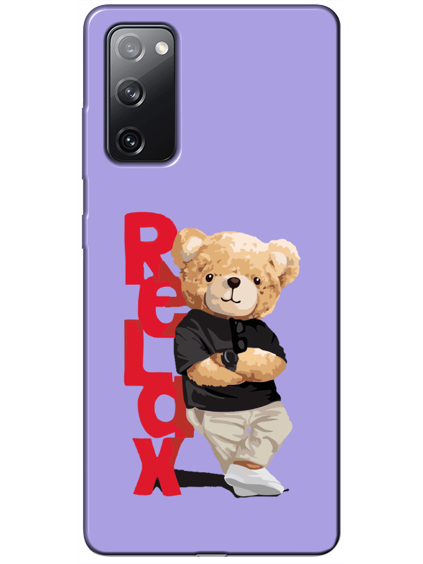 Samsung%20S20%20FE%20Teddy%20Bear%20Relax%20Lila%20Telefon%20Kılıfı