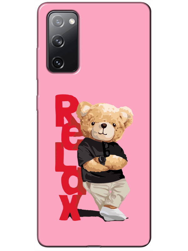 Samsung%20S20%20FE%20Teddy%20Bear%20Relax%20Pembe%20Telefon%20Kılıfı