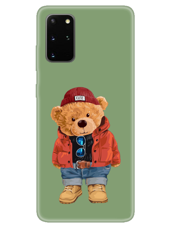 Samsung%20S20%20Plus%20Teddy%20Bear%20Yeşil%20Telefon%20Kılıfı