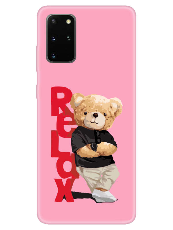 Samsung%20S20%20Plus%20Teddy%20Bear%20Relax%20Pembe%20Telefon%20Kılıfı