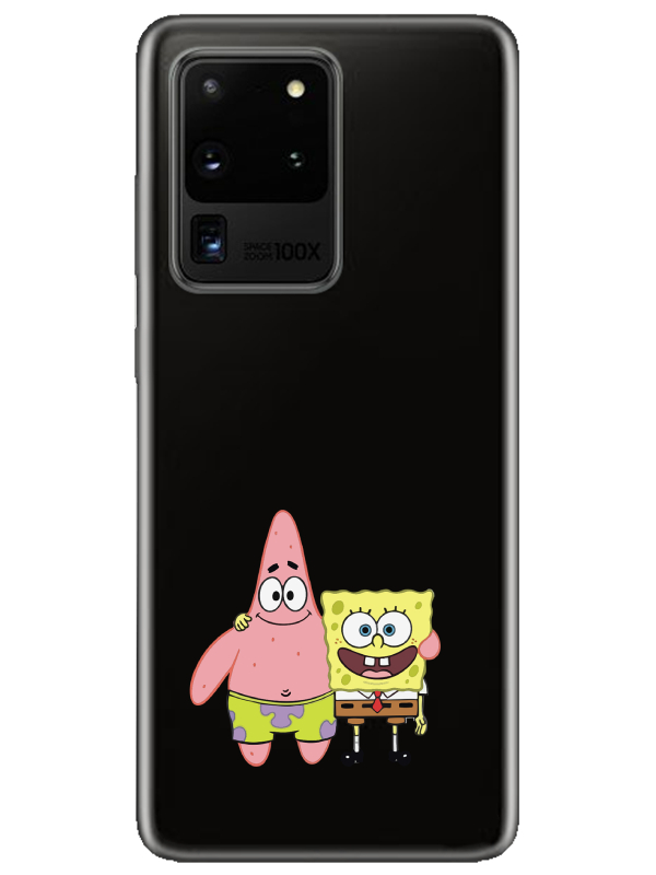 Samsung%20S20%20Ultra%20Sünger%20Bob%20Ve%20Patrickstar%20Şeffaf%20Telefon%20Kılıfı