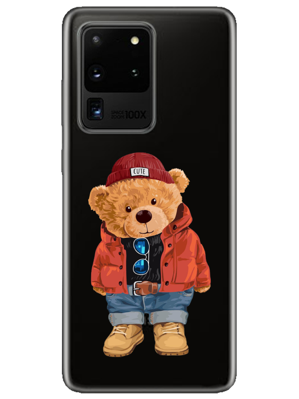 Samsung%20S20%20Ultra%20Teddy%20Bear%20Şeffaf%20Telefon%20Kılıfı