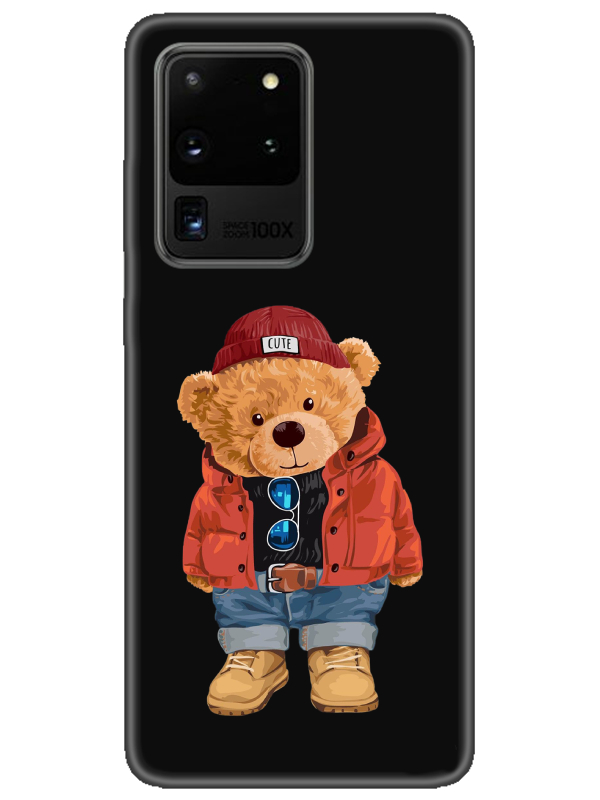 Samsung%20S20%20Ultra%20Teddy%20Bear%20Siyah%20Telefon%20Kılıfı