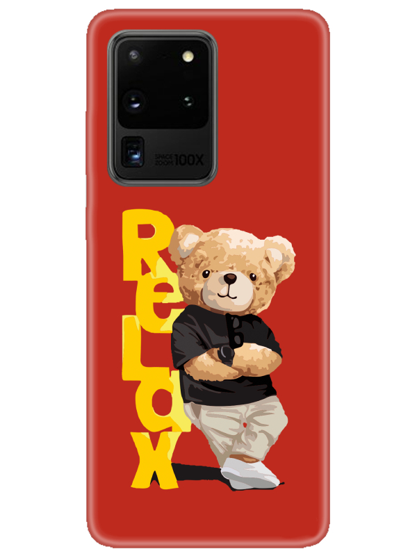 Samsung%20S20%20Ultra%20Teddy%20Bear%20Relax%20Kırmızı%20Telefon%20Kılıfı