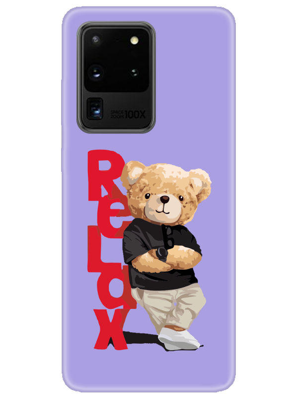 Samsung%20S20%20Ultra%20Teddy%20Bear%20Relax%20Lila%20Telefon%20Kılıfı