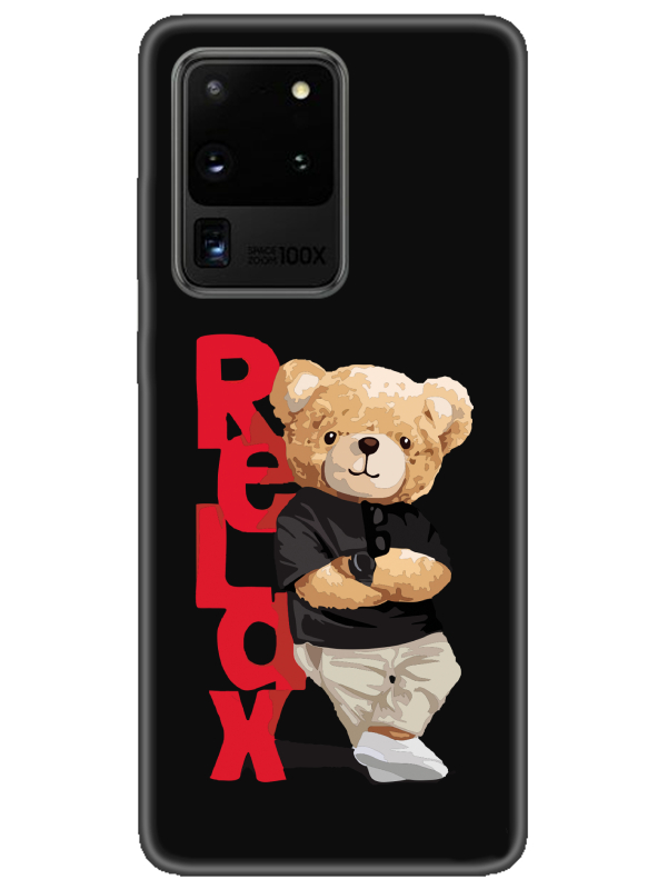 Samsung%20S20%20Ultra%20Teddy%20Bear%20Relax%20Siyah%20Telefon%20Kılıfı