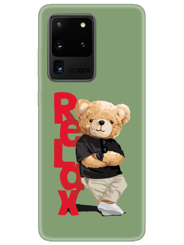 Samsung%20S20%20Ultra%20Teddy%20Bear%20Relax%20Yeşil%20Telefon%20Kılıfı