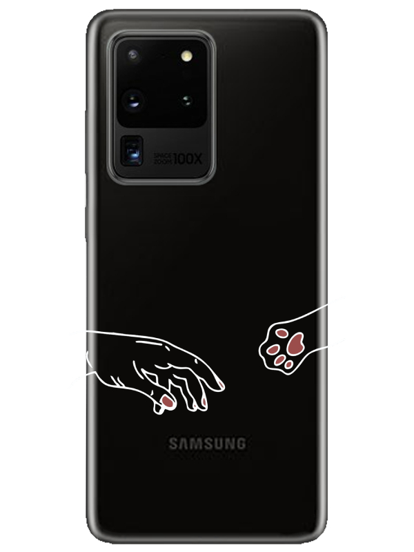 Samsung%20S20%20Ultra%20Hand%20And%20Paw%20Şeffaf%20Telefon%20Kılıfı