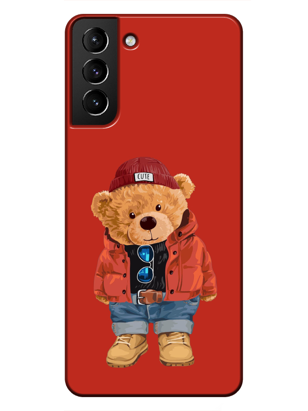 Samsung%20S21%20Teddy%20Bear%20Kırmızı%20Telefon%20Kılıfı