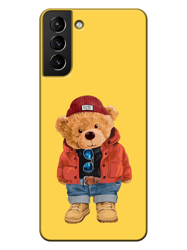 Samsung%20S21%20Teddy%20Bear%20Sarı%20Telefon%20Kılıfı