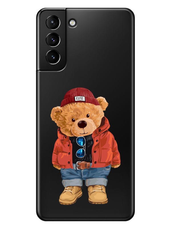 Samsung%20S21%20Teddy%20Bear%20Şeffaf%20Telefon%20Kılıfı