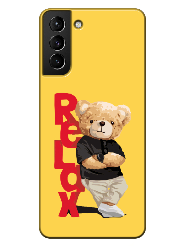 Samsung%20S21%20Teddy%20Bear%20Relax%20Sarı%20Telefon%20Kılıfı