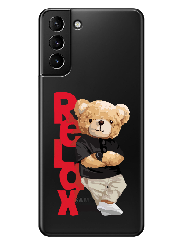 Samsung%20S21%20Teddy%20Bear%20Relax%20Şeffaf%20Telefon%20Kılıfı