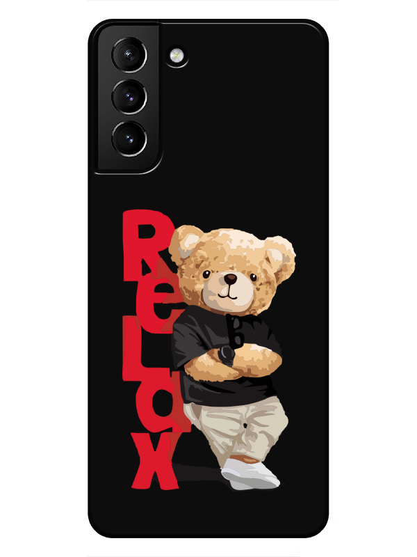 Samsung%20S21%20Teddy%20Bear%20Relax%20Siyah%20Telefon%20Kılıfı