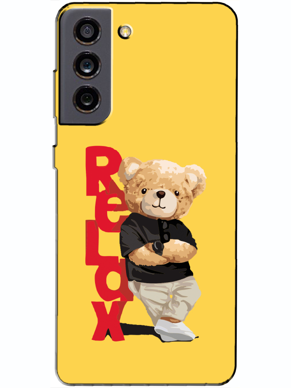 Samsung%20S21%20FE%20Teddy%20Bear%20Relax%20Sarı%20Telefon%20Kılıfı